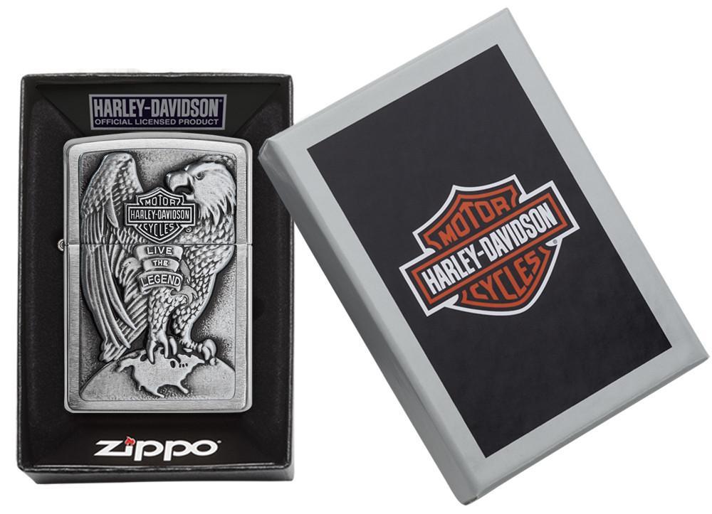 Zippo Harley-Davidson Full Faced Eagle High Polish Chrome Emblem Pocket Lighter Zippo